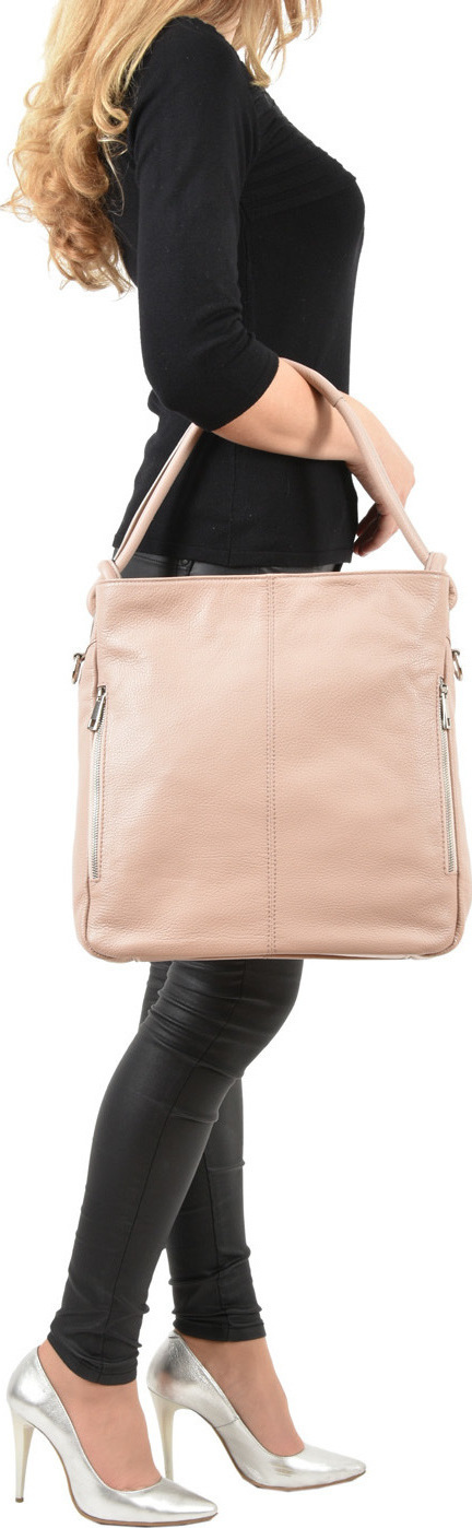 Geanta hobo din piele naturala Patrizia Lucchini PL0462, Roz prafuit, #5, Bagsy