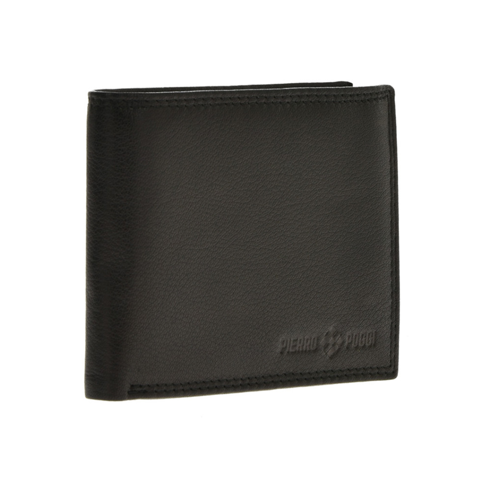 Set cadou barbati portofel si curea din piele naturala Pierro Poggi PP3010-110, Negru/Negru, #3, Bagsy