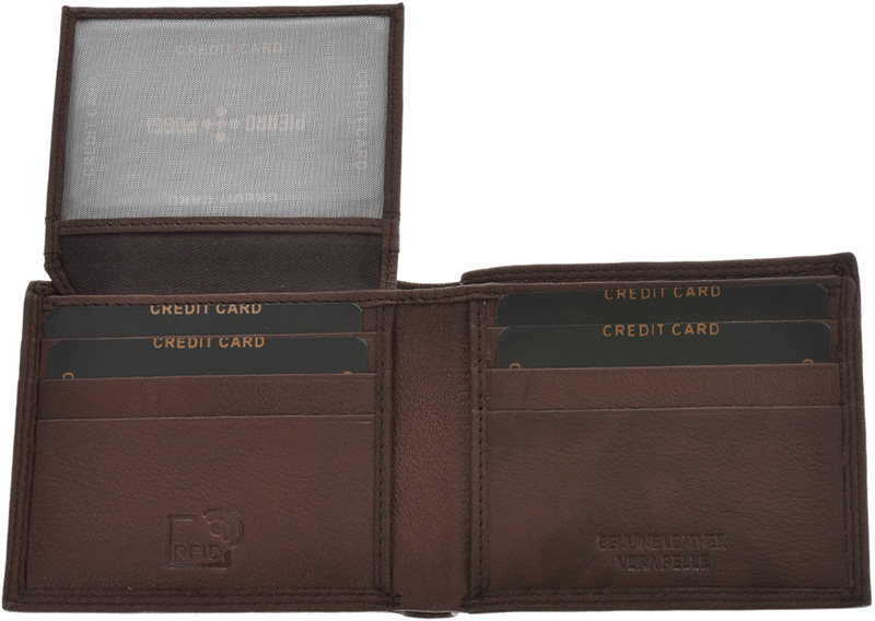 Portofel din piele naturala Pierro Poggi PP1002, Maro, #7, Bagsy