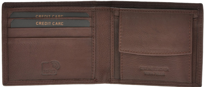 Portofel din piele naturala Pierro Poggi PP1003, Maro, #4, Bagsy