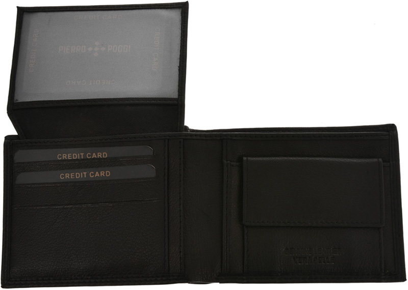 Portofel din piele naturala Pierro Poggi PP1004, Negru, #5, Bagsy