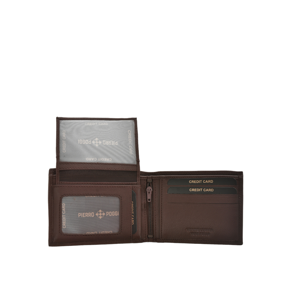 Portofel din piele naturala Pierro Poggi PP1007, Maro, #5, Bagsy