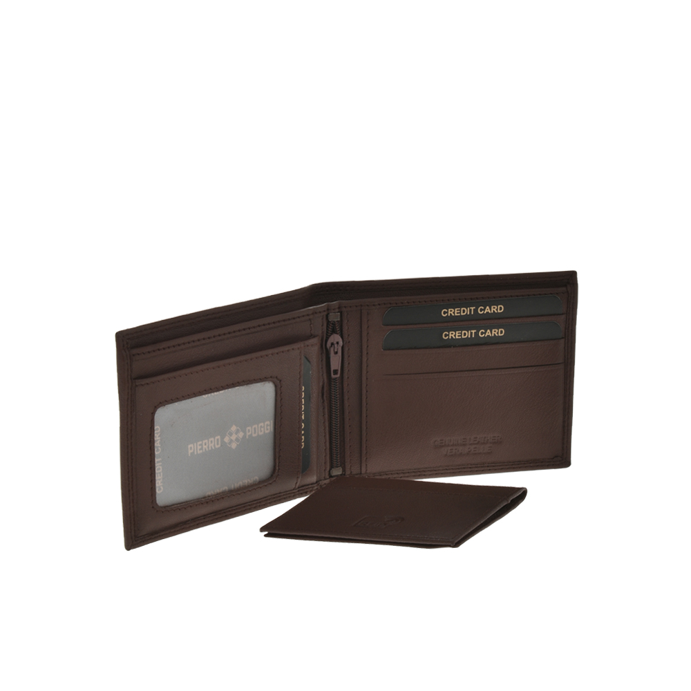 Portofel din piele naturala Pierro Poggi PP1007, Maro, #6, Bagsy