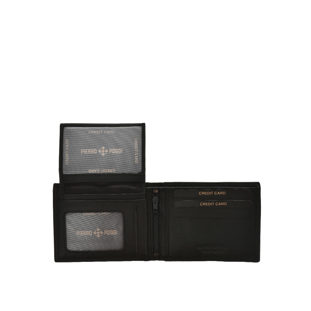 Portofel din piele naturala Pierro Poggi PP1007, Negru, Nr. 5, Bagsy