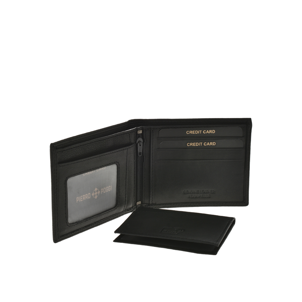 Portofel din piele naturala Pierro Poggi PP1007, Negru, Nr. 6, Bagsy