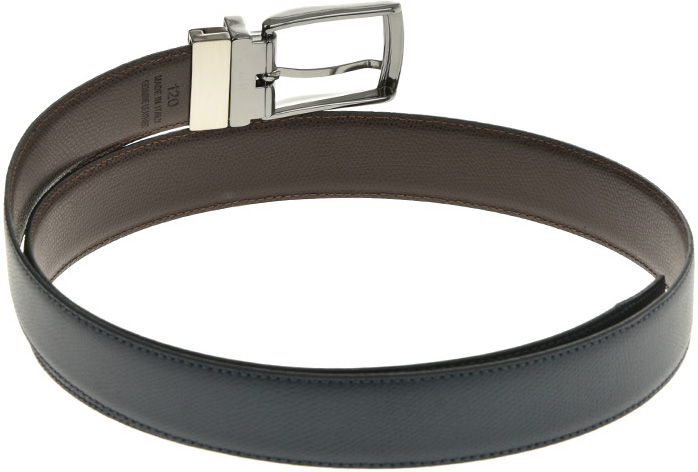 Curea barbati reversibila din piele naturala Pierro Poggi PP2005, Albastru/Maro-125 cm, Nr. 6, Bagsy