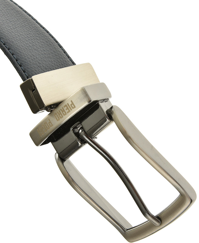 Curea barbati reversibila din piele naturala Pierro Poggi PP2005, Albastru/Maro-110 cm, Nr. 5, Bagsy