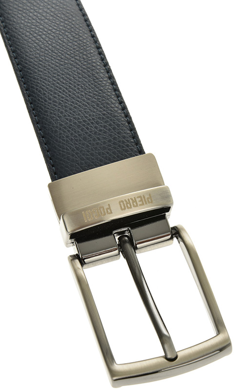 Curea barbati reversibila din piele naturala Pierro Poggi PP2005, Albastru/Maro-110 cm, Nr. 3, Bagsy