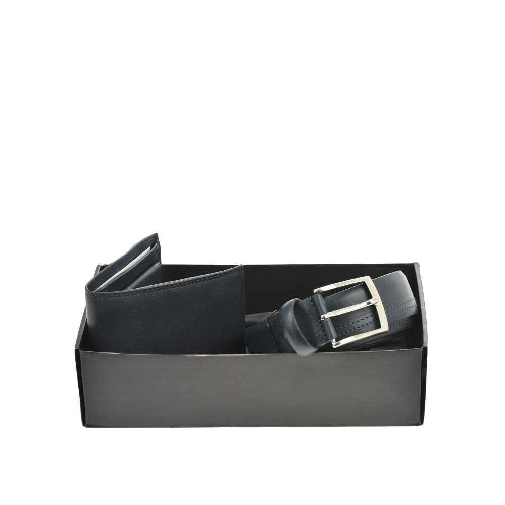 Set cadou barbati portofel si curea din piele naturala Pierro Poggi PP3009-115, Albastru/Albastru, #2, Bagsy