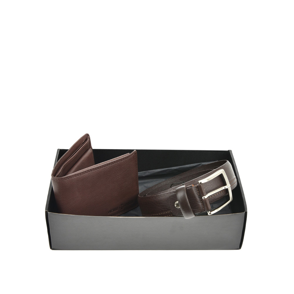 Set cadou barbati portofel si curea din piele naturala Pierro Poggi PP3011-115, Maro/Maro, #2, Bagsy