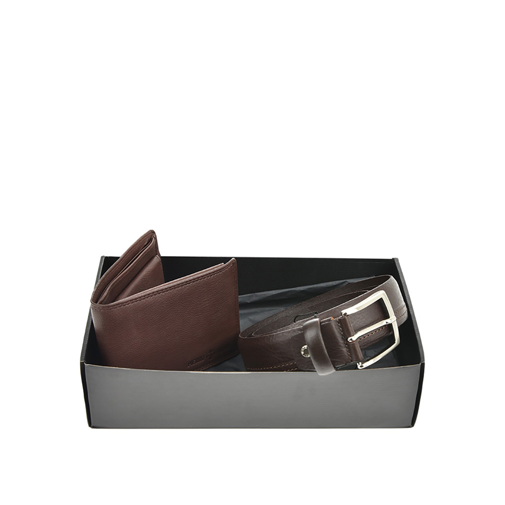 Set cadou barbati portofel si curea din piele naturala Pierro Poggi PP3011-125, Maro/Maro, #2, Bagsy