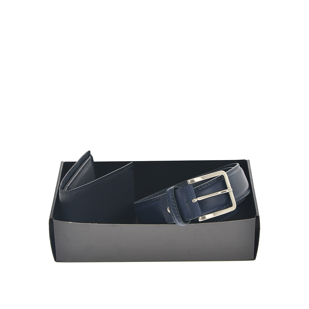 Set cadou barbati portofel si curea din piele naturala Pierro Poggi PP3017-125, Albastru/Albastru, #2, Bagsy