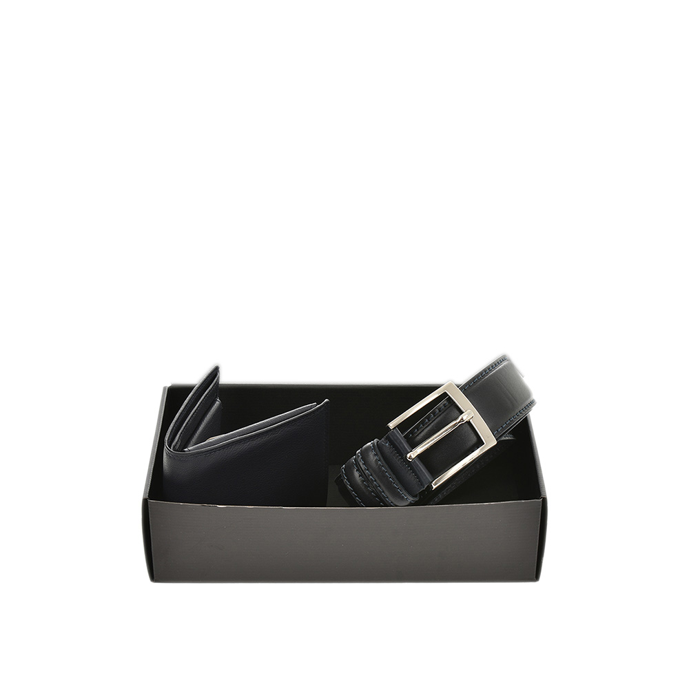 Set cadou barbati portofel si curea din piele naturala Pierro Poggi PP3020-110, Albastru/Albastru, #2, Bagsy