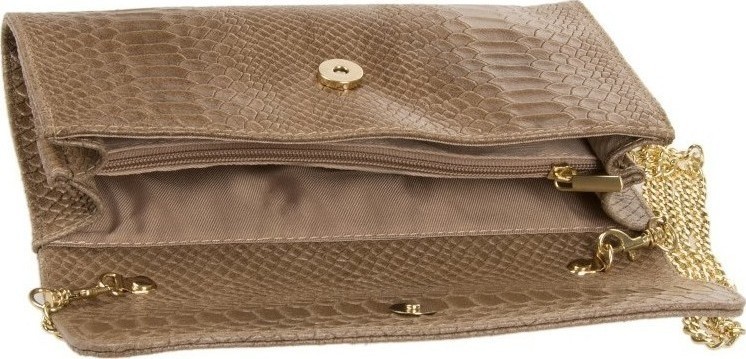Geanta plic din piele naturala textura reptila Chiara Canotti CC0176, Grej, #3, Bagsy