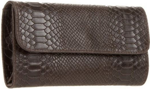 Geanta plic din piele naturala textura reptila Chiara Canotti CC0176, Maro, #2, Bagsy