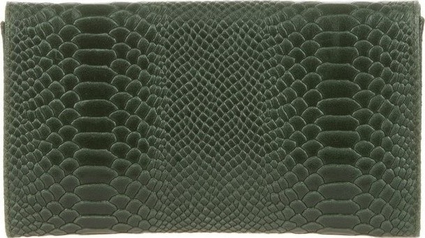 Geanta plic din piele naturala textura reptila Chiara Canotti CC0176, Verde, #3, Bagsy