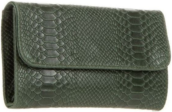 Geanta plic din piele naturala textura reptila Chiara Canotti CC0176, Verde, #2, Bagsy