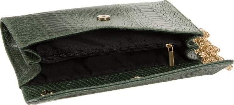 Geanta plic din piele naturala textura reptila Chiara Canotti CC0176, Verde, #4, Bagsy