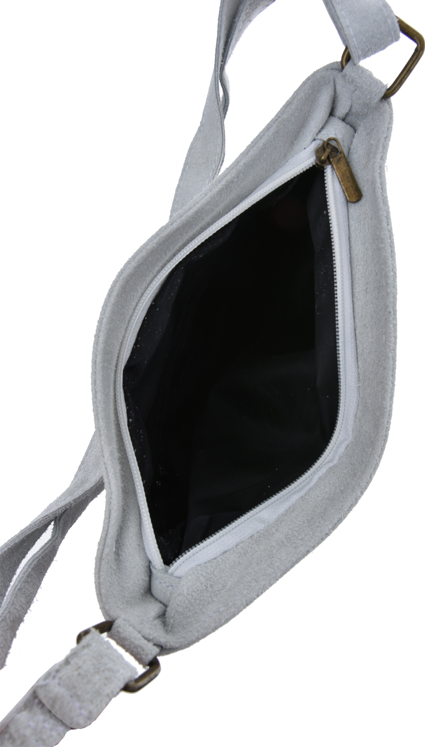Geanta din piele intoarsa cu franjuri, Patrizia Lucchini PL6334, Gri, #5, Bagsy