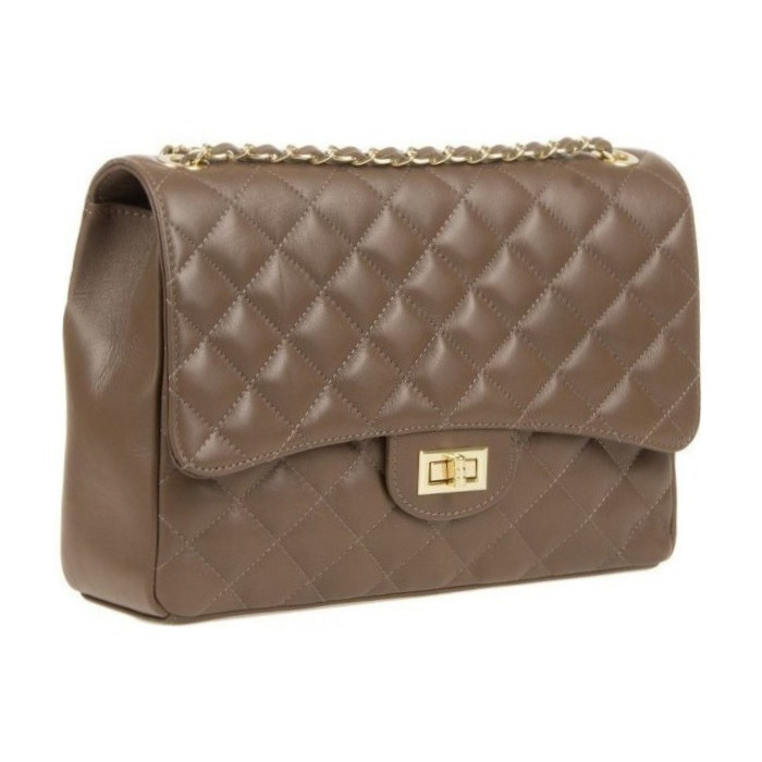 Geanta de umar din piele naturala matlasata Chiara Canotti CC0194, grej, Nr. 3, Bagsy