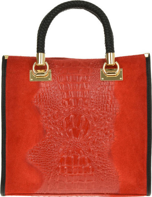  Geanta de mana din piele naturala Antonia Moretti AM0415, Rosu, #3, Bagsy